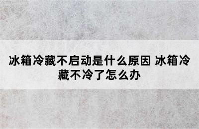 冰箱冷藏不启动是什么原因 冰箱冷藏不冷了怎么办